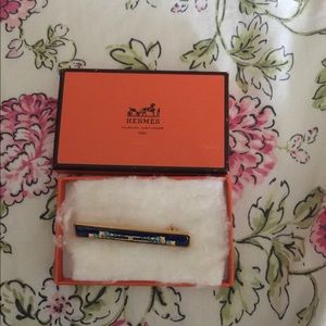 Hermes Printed Enamel Bar Brooch Pin